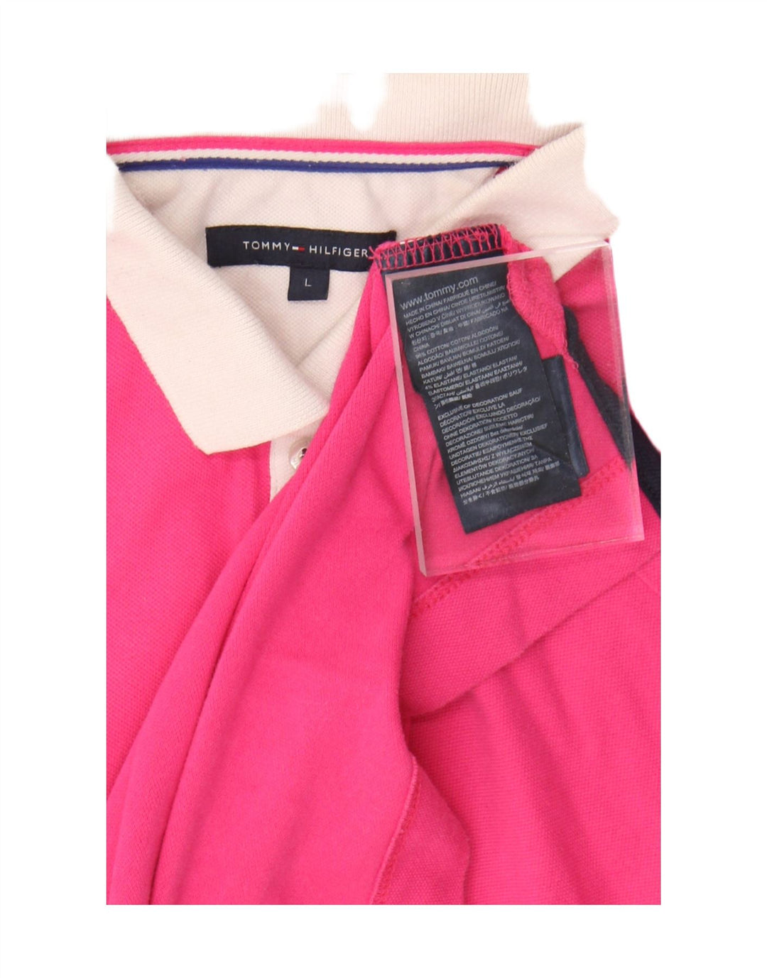 Tommy Hilfiger Dame Polo Shirt UK 14 Large Pink Bomuld