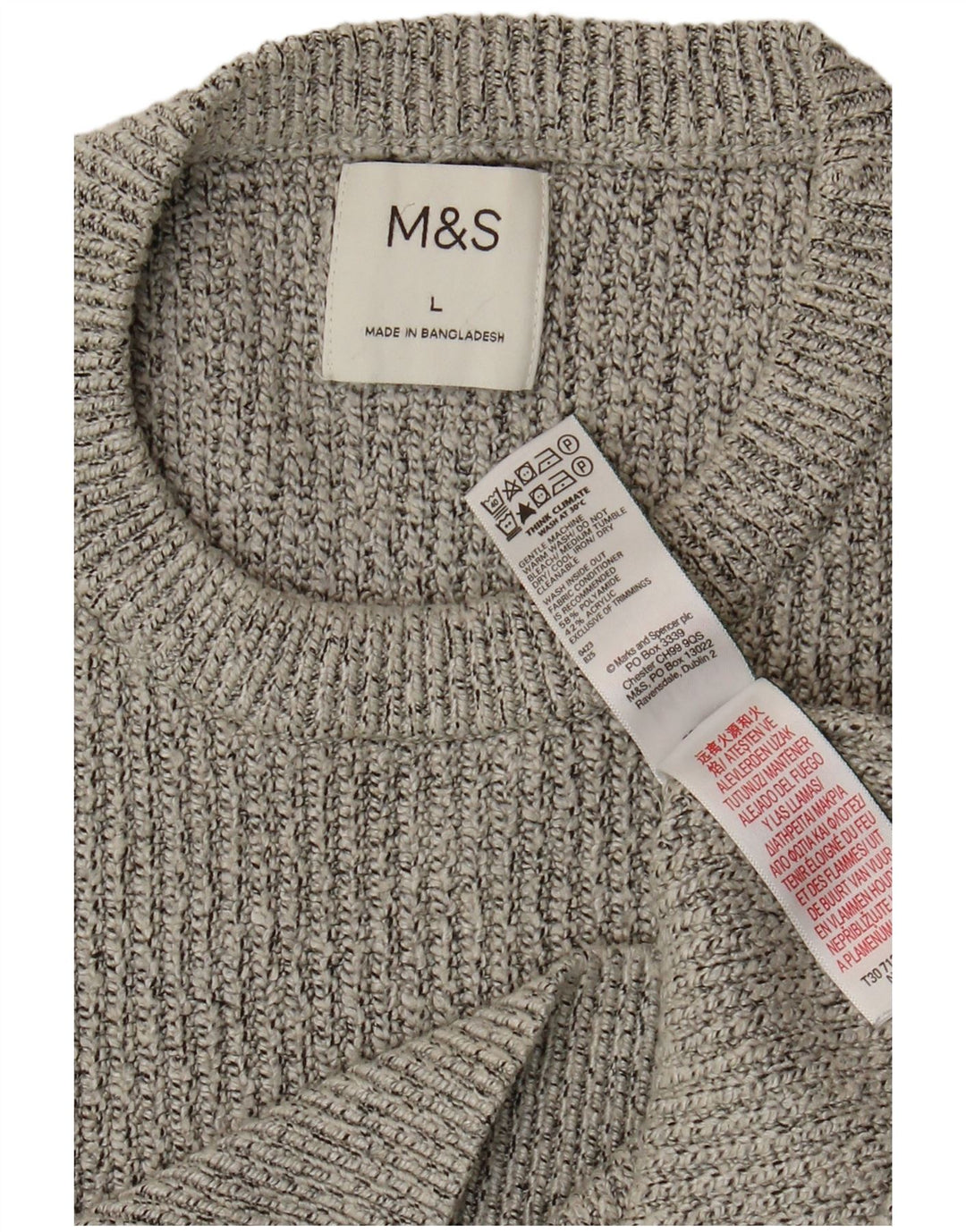 Marks & Spencer Herre sweater med rund hals, stor grå polyamid