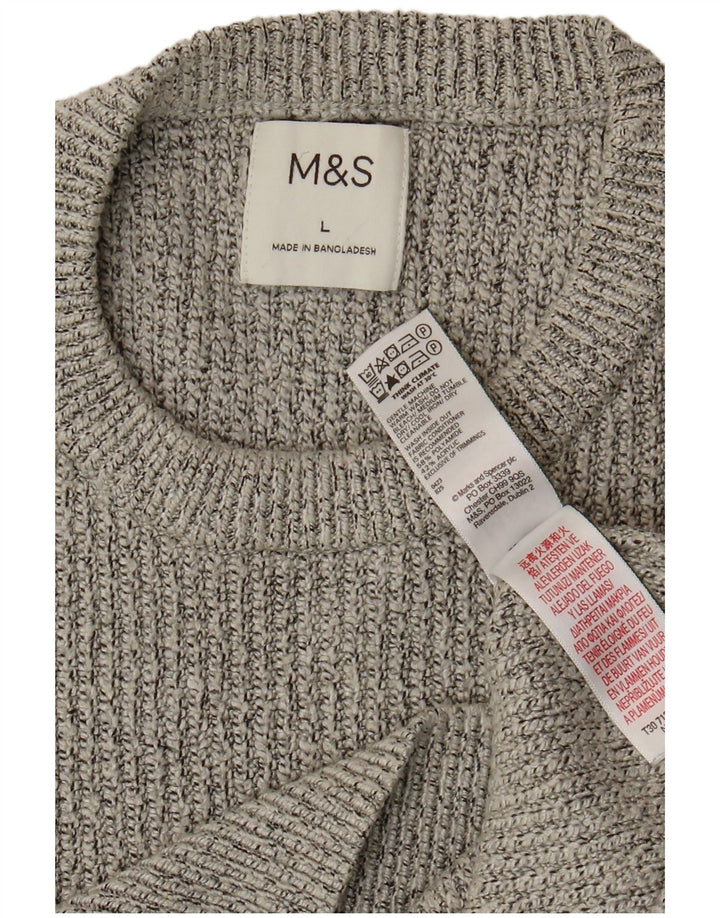 Marks & Spencer Herre sweater med rund hals, stor grå polyamid