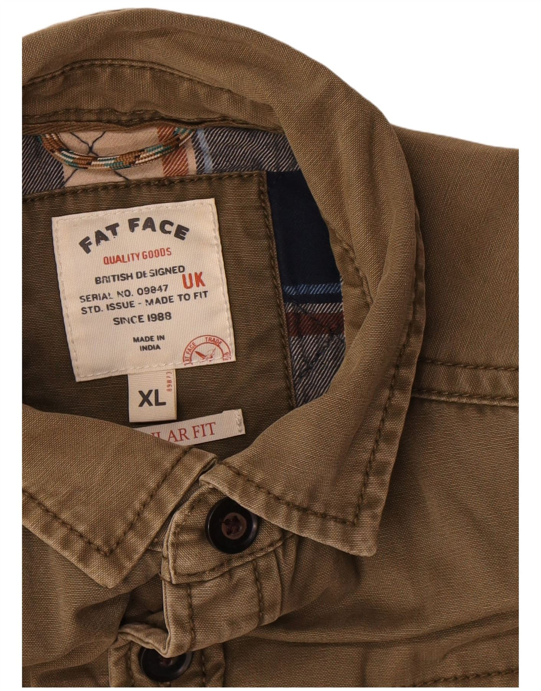 Fat Face Herre Regular Fit Utility Jacket UK 42 XL Brun Bomuld