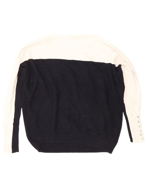 MINT FLØJEL Dame Boat Neck Jumper Sweater UK 10 Small Navy Blue
