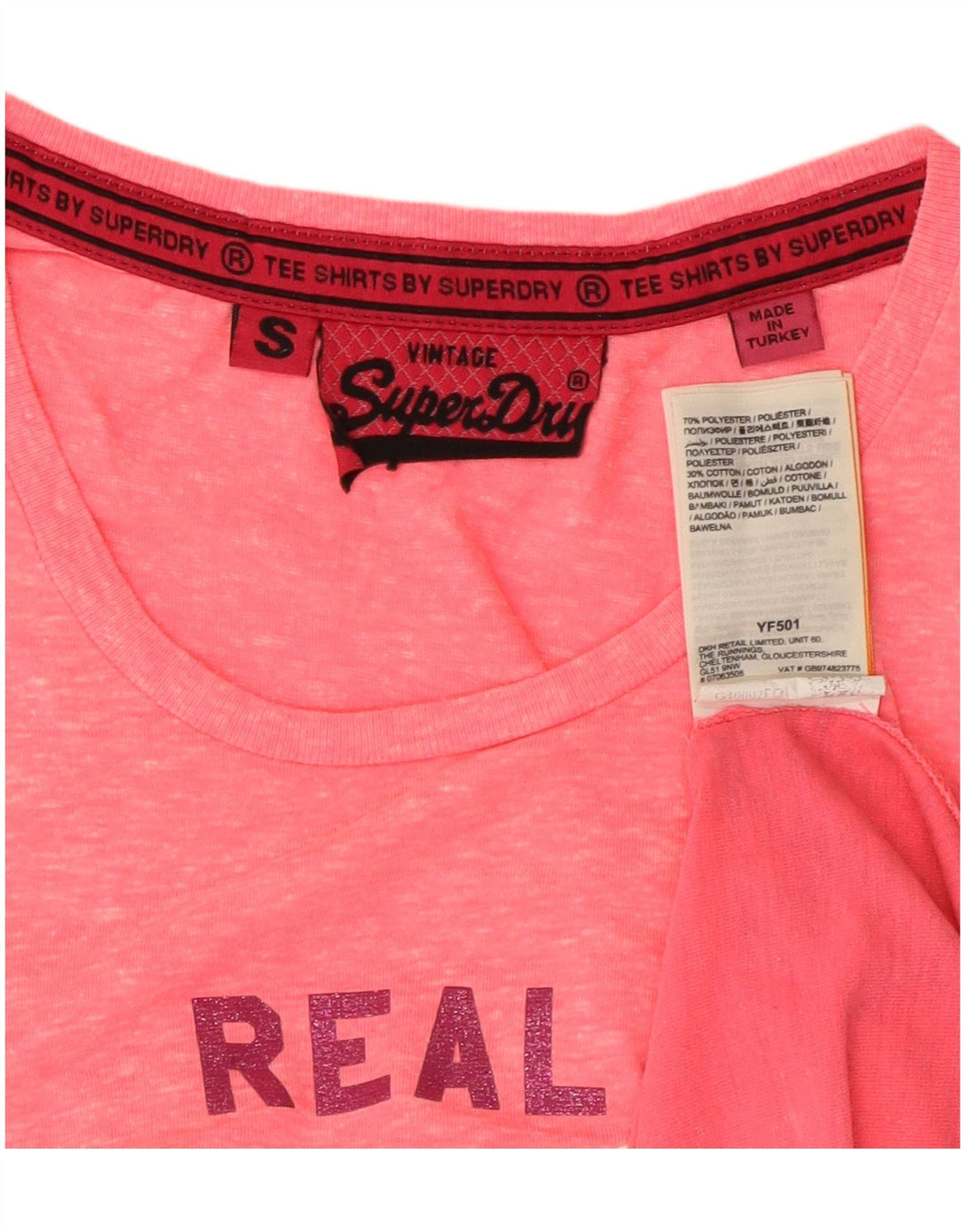 Superdry Grafisk T-shirt top til kvinder UK 8 Small Pink Tie Dye Polyester