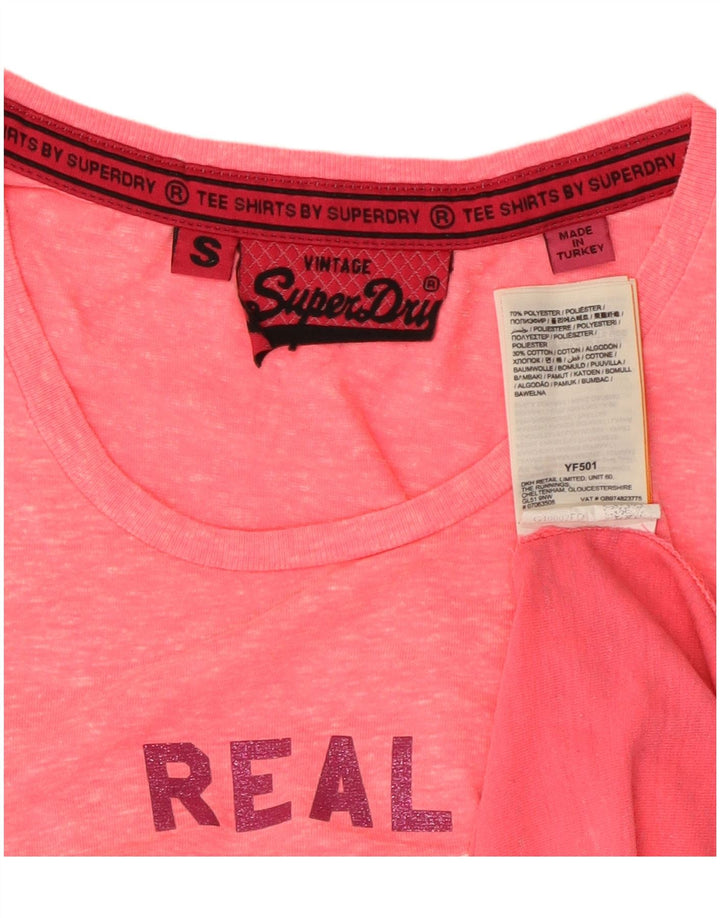 Superdry Grafisk T-shirt top til kvinder UK 8 Small Pink Tie Dye Polyester