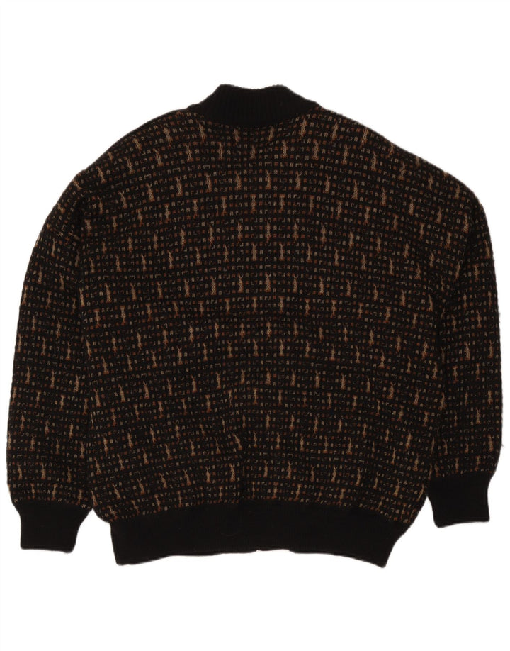 Falcaro Herre Cardigan Sweater IT 52 Stor sort geometrisk uld