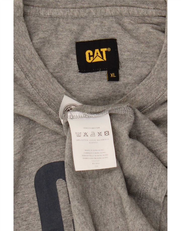 CAT Herre grafisk T-shirt Top XL Grå Bomuld
