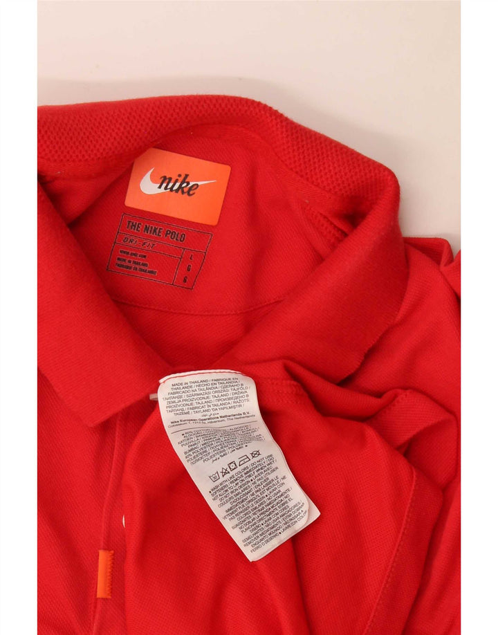 Nike herre Dri Fit poloshirt, stor rød bomuld