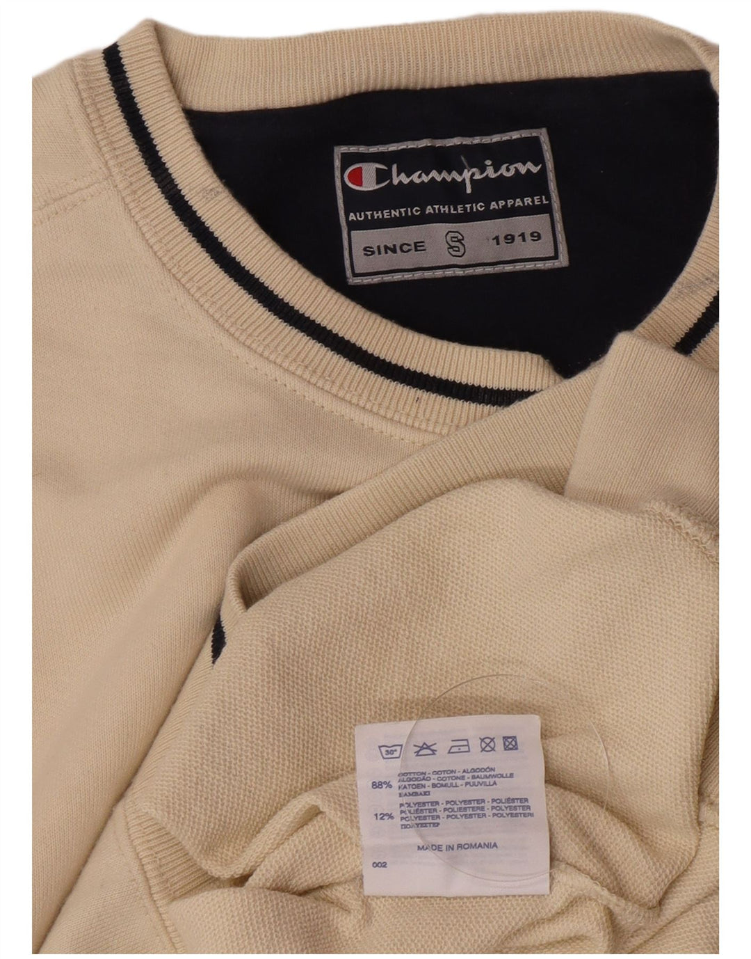 Champion Herre Sweatshirt Jumper Lille Beige Bomuld