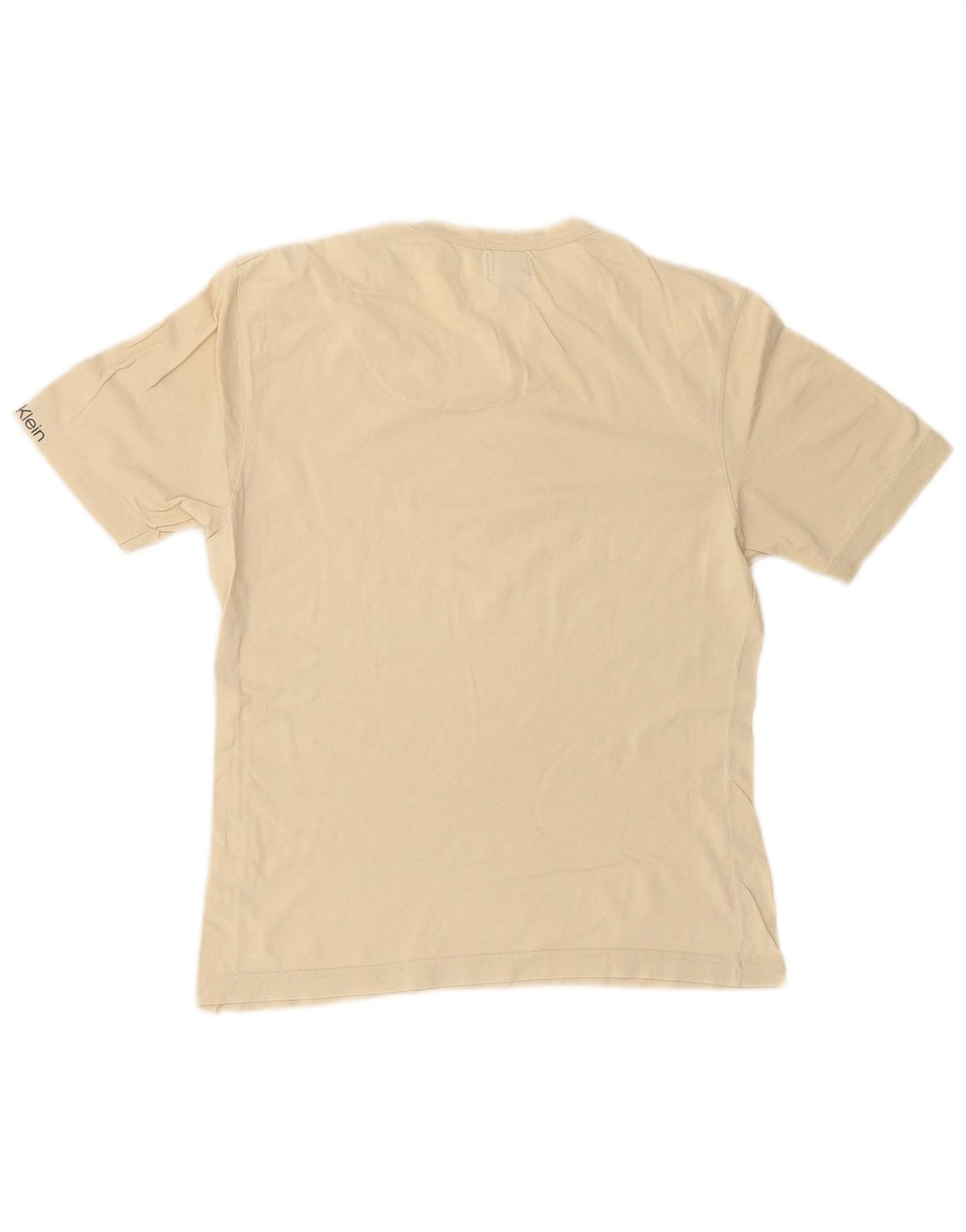 CALVIN KLEIN Dame T-Shirt Top UK 14 Stor Beige Bomuld