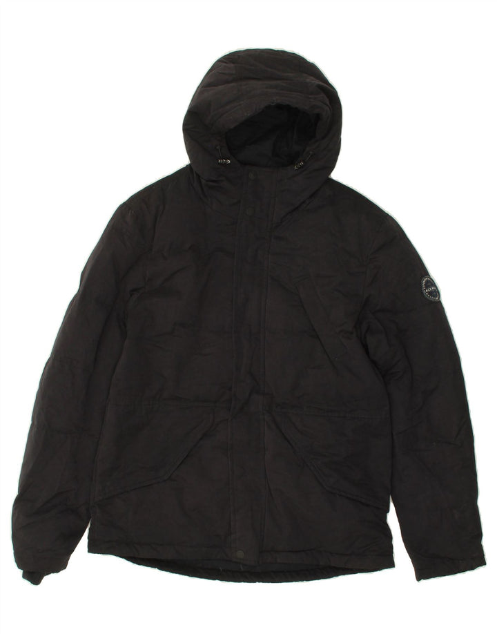 JACK WILLS Mens Hooded Padded Jacket UK 10  Small Black Polyamide Vintage Jack Wills and Second-Hand Jack Wills from Messina Hembry 