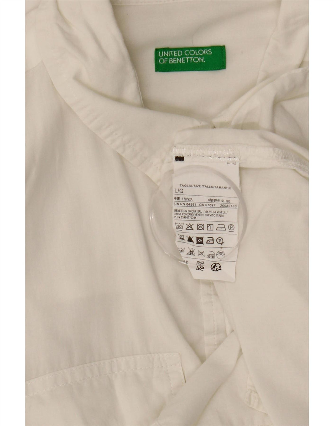 BENETTON Womens Crop Oversized skjorte UK 16 Stor hvid bomuld