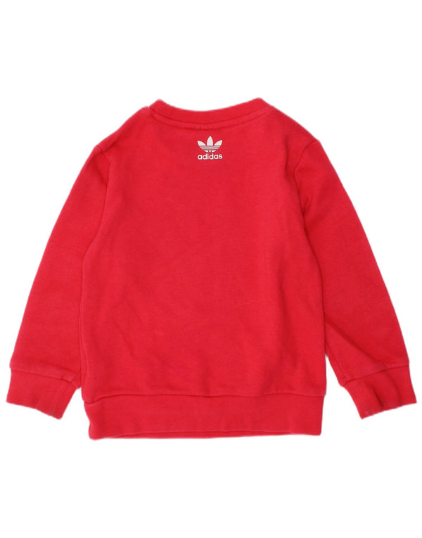 ADIDAS Baby Girls Grafisk Sweatshirt Jumper 18-24 måneder Pink Bomuld