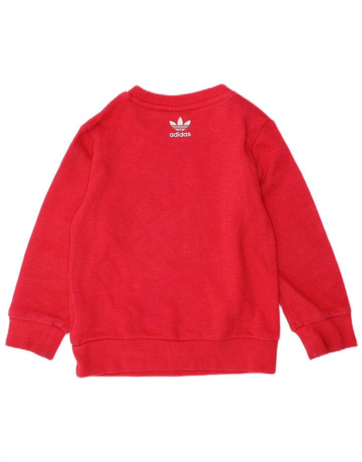 ADIDAS Baby Girls Grafisk Sweatshirt Jumper 18-24 måneder Pink Bomuld