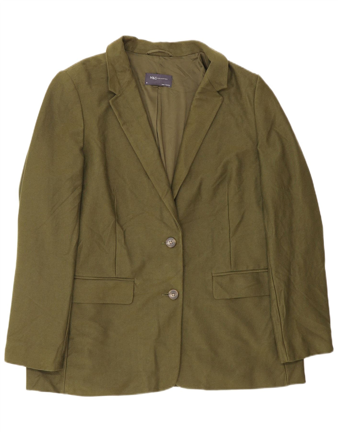 Marks & Spencer Dame 2-knaps blazerjakke UK 18 XL Khaki Bomuld