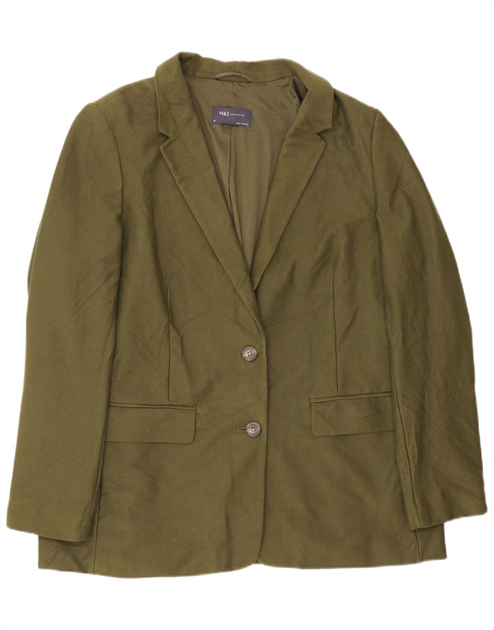 Marks & Spencer Dame 2-knaps blazerjakke UK 18 XL Khaki Bomuld