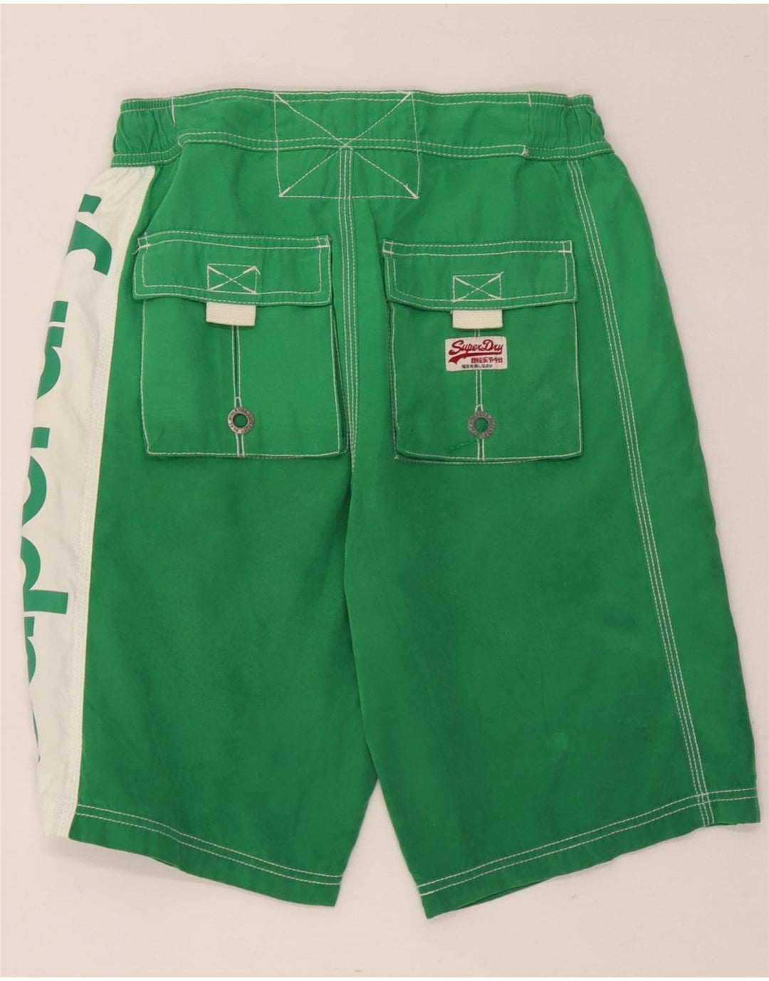 Superdry grafiske badeshorts til mænd Small Green Colourblock Polyester