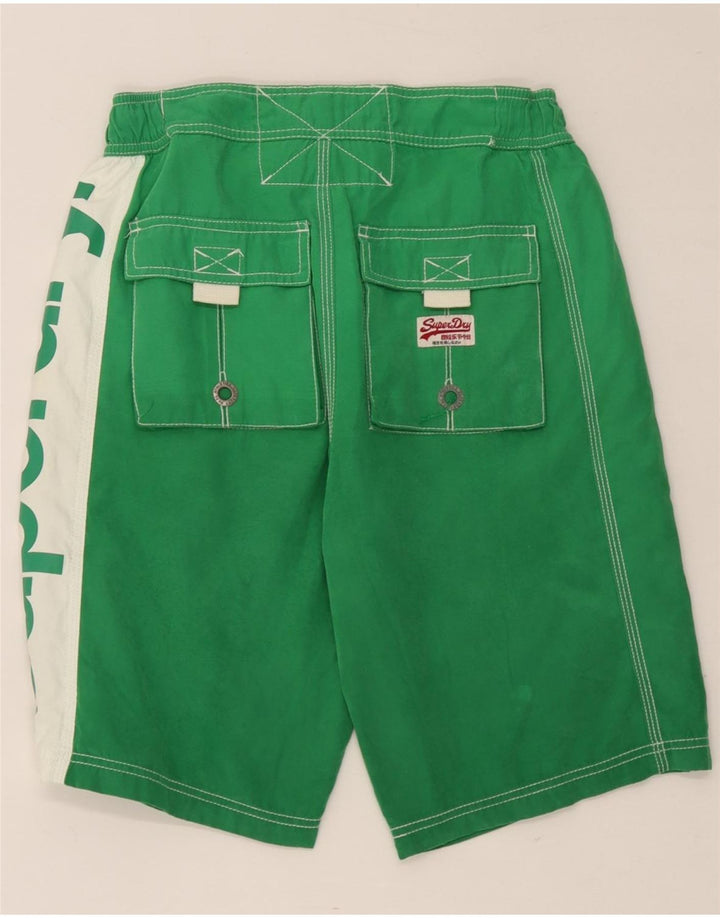 Superdry grafiske badeshorts til mænd Small Green Colourblock Polyester