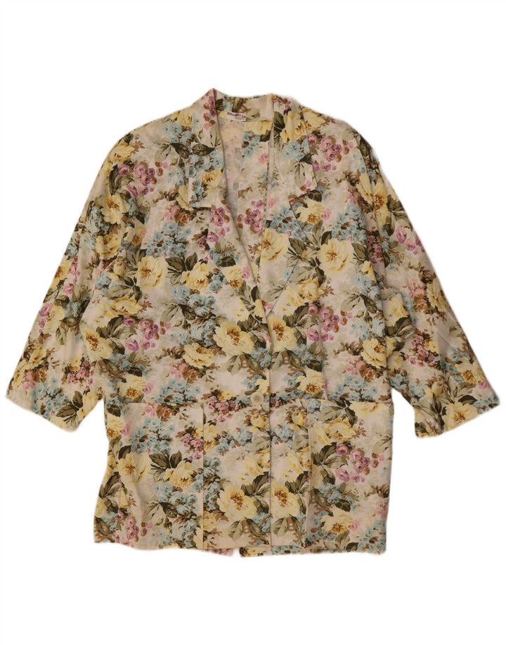 Vintage dame 3/4-ærmet blazerjakke UK 14 Medium Flerfarvet