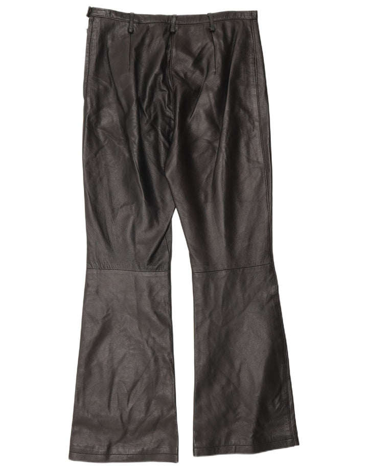 Vintage dame bootcut læderbukser US 6 Medium W30 L30 sort læder