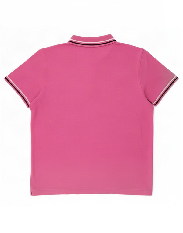 Lotto Mens Life's Polo Shirt Large Pink Striped Cotton