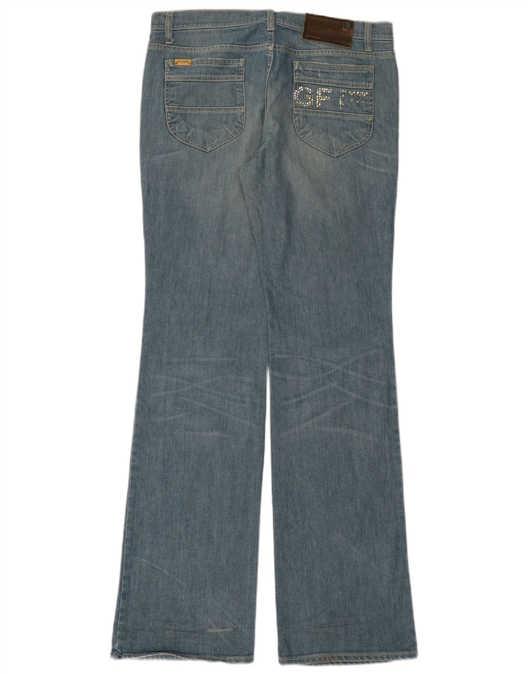 Gianfranco Ferre Dame Grafisk Bootcut Jeans W31 L35 Blå Bomuld