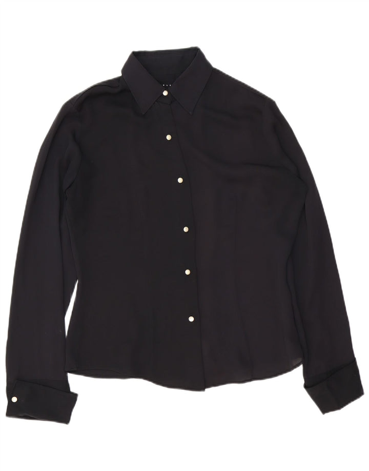 Sisley Womens Shirt Bluse UK 14 Large Black