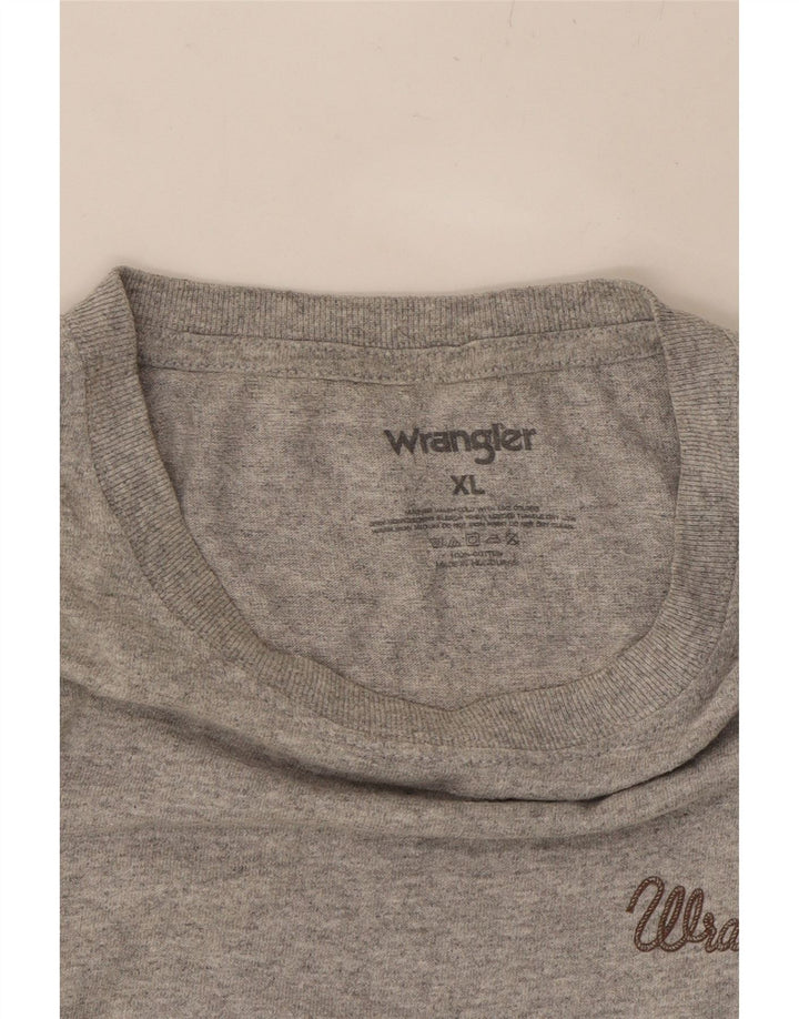 WRANGLER Mens Graphic T-Shirt Top XL Grey Cotton Vintage Wrangler and Second-Hand Wrangler from Messina Hembry 