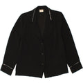 VINTAGE Womens 3 Button Blazer Jacket UK 12 Medium Black Polyester Vintage Vintage and Second-Hand Vintage from Messina Hembry 