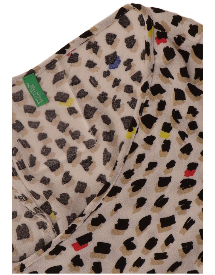 Benetton Damebluse Top UK 16 Stor Flerfarvet Plettet