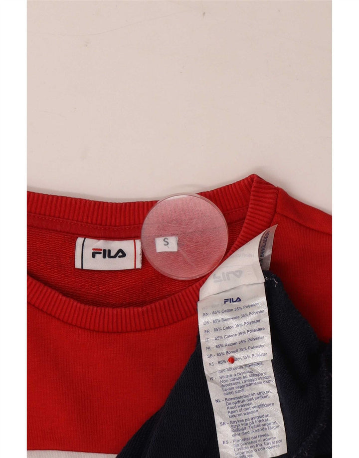 Fila Womens Grafisk Oversized Sweatshirt Jumper UK 10 Lille rød farveblok