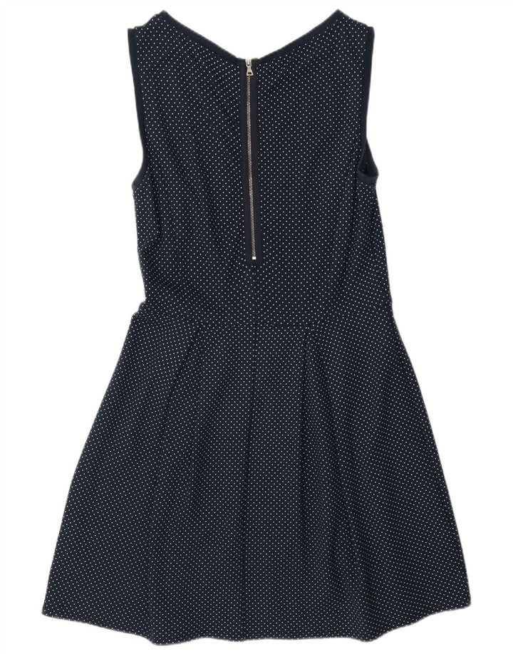 Max & Co. Dame Ærmeløs A-Line Kjole UK 12 Medium Navy Blue Plettet