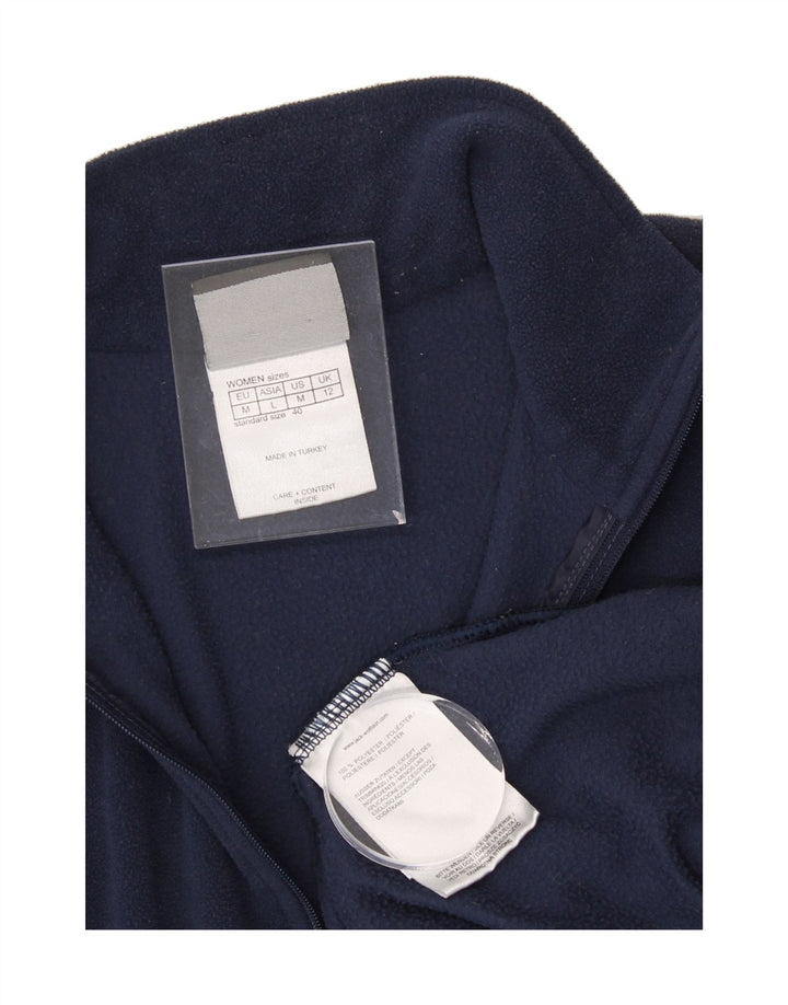 JACK WOLFSKIN Womens Zip Neck Fleece Jumper UK 12 Medium  Navy Blue Vintage Jack Wolfskin and Second-Hand Jack Wolfskin from Messina Hembry 