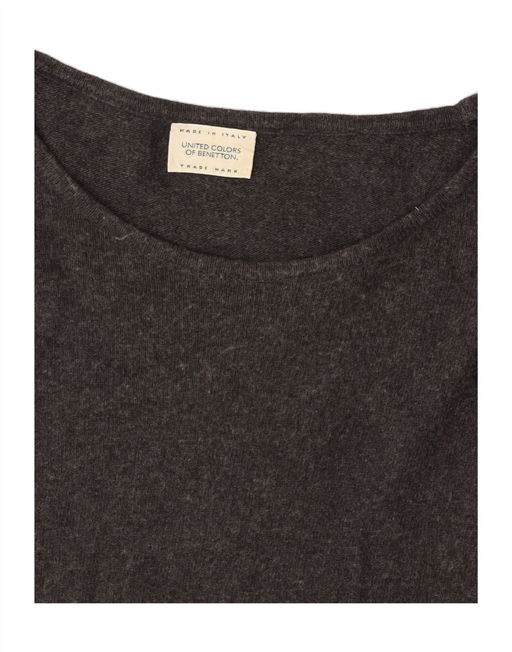 BENETTON Womens Boat Neck Jumper Sweater UK 12 Medium Grey Vintage Benetton and Second-Hand Benetton from Messina Hembry 