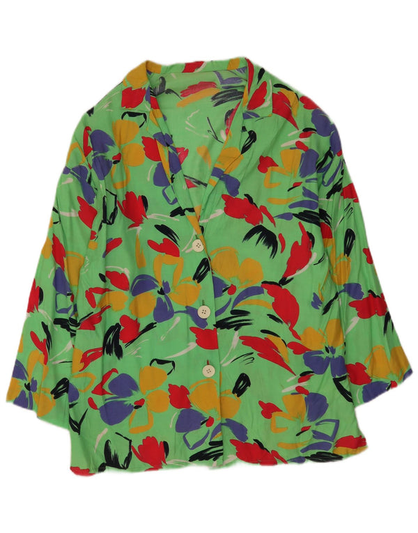 Vintage dame cardigan top UK 14 Medium Green Floral