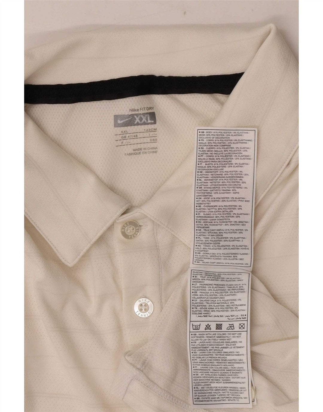 Nike Poloskjorte til mænd UK 47/48 2XL Hvidstribet polyester