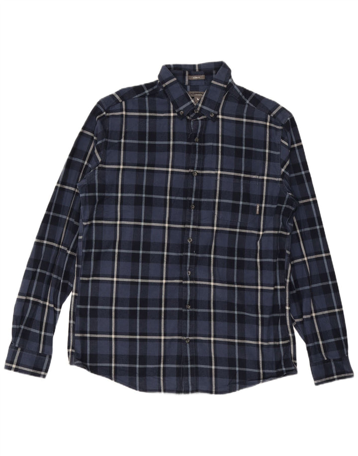 EDDIE BAUER Herre Classic Fit Flanelskjorte Stor marineblå ternet bomuld