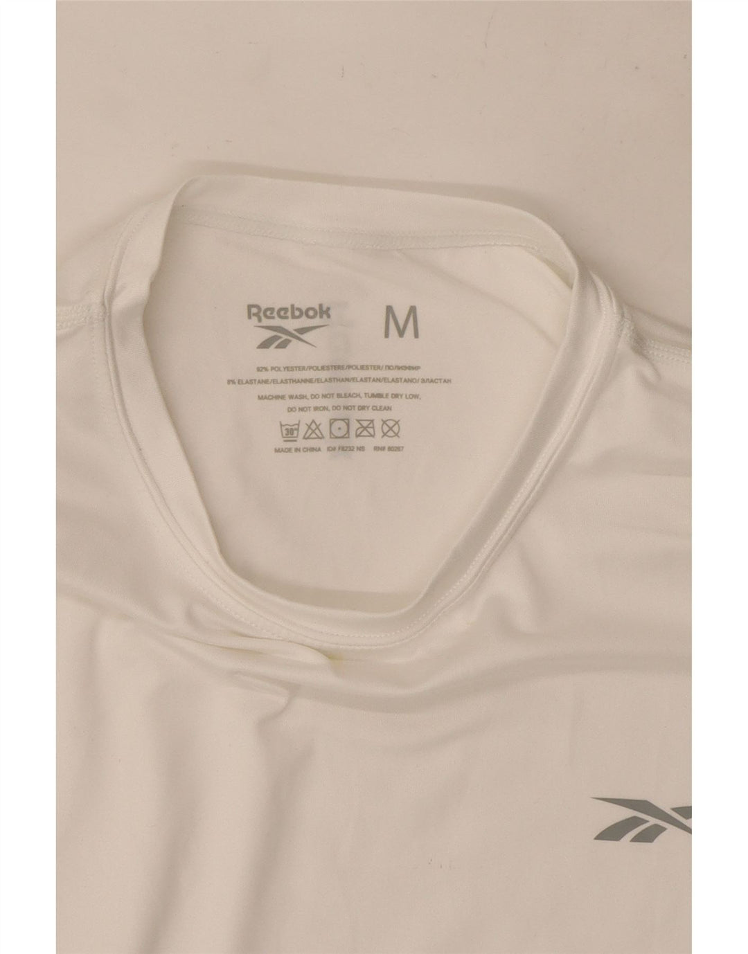 Reebok Herre T-Shirt Top Medium White Polyester