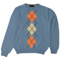 Il Granchio Herre Crew Neck Jumper Sweater Medium Blue Argyle/Diamond Wool