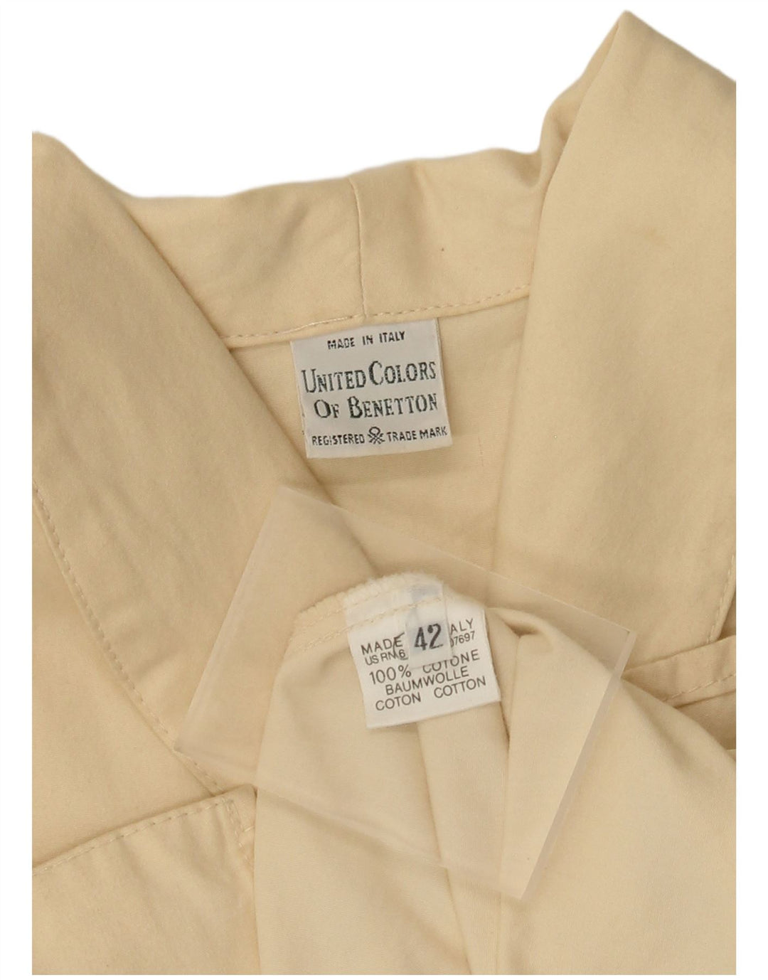 Benetton Dame Oversized Overfrakke IT 42 Medium Beige Bomuld