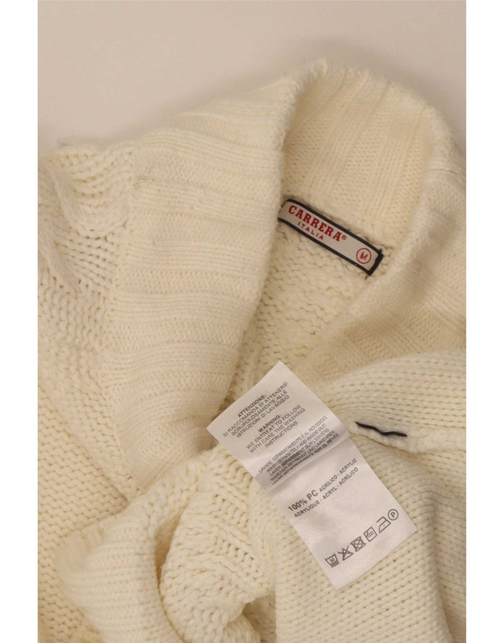 Carrera Dame Turtle Neck Jumper Sweater UK 14 Medium Off White Akryl