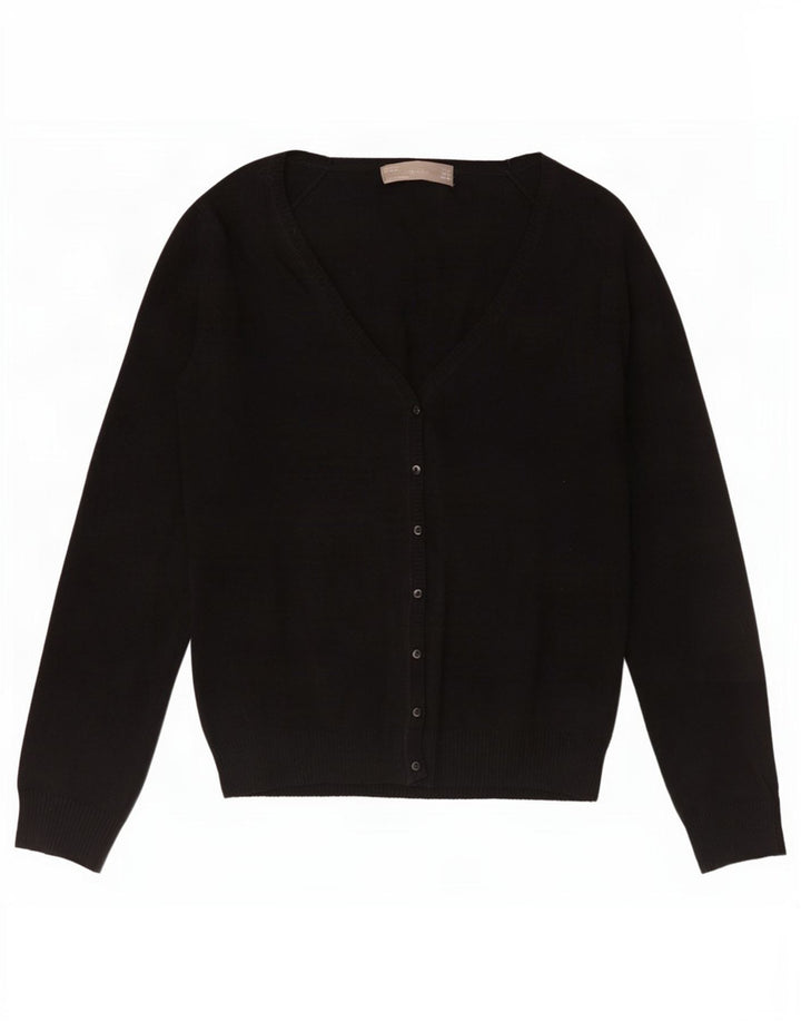 Zara Dame Cardigan Sweater UK 12 Medium Sort Bomuld