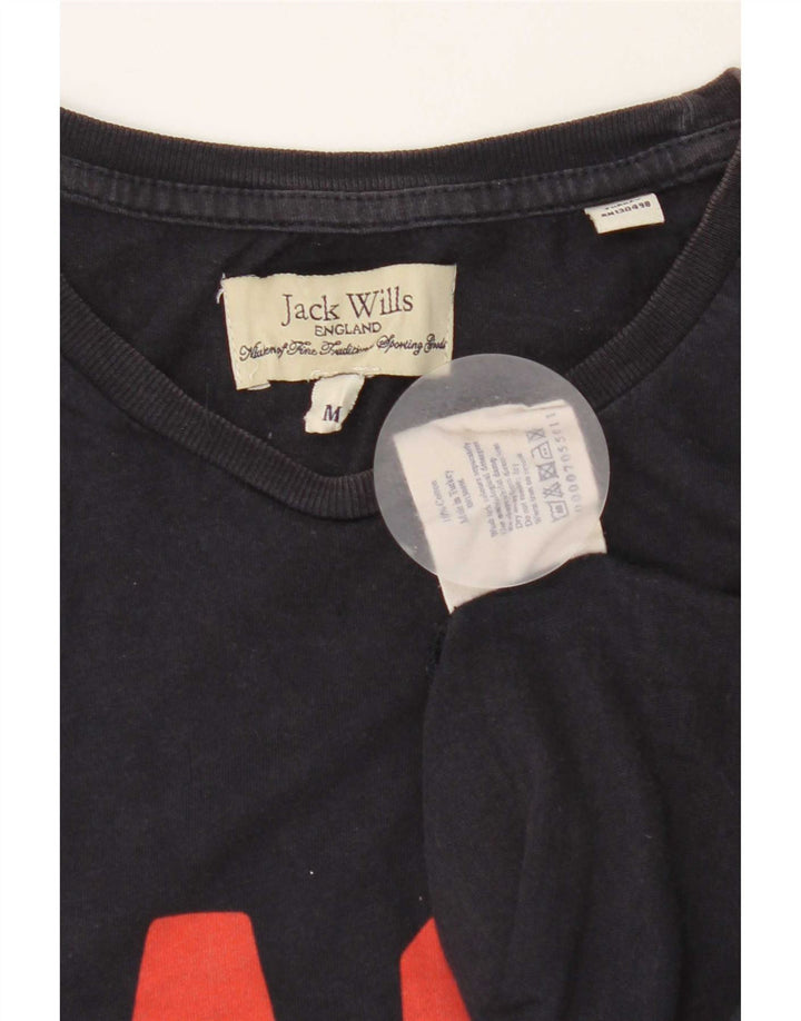 Jack Wills Herre grafisk T-shirt Top Medium Marineblå Bomuld
