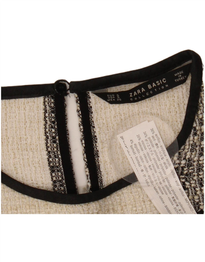 Zara Damebluse Top UK 10 Small Off White Ternet akryl