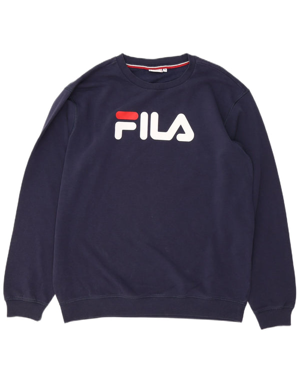 FILA grafisk sweatshirt til mænd XL marineblå bomuld