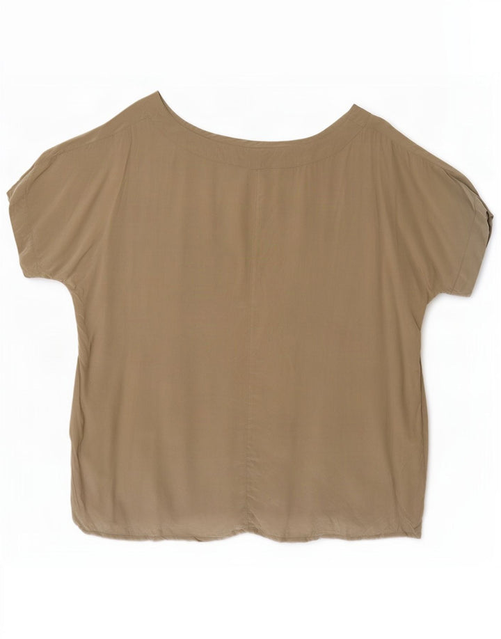 Vintage Dame bluse Top UK 16 Large Khaki