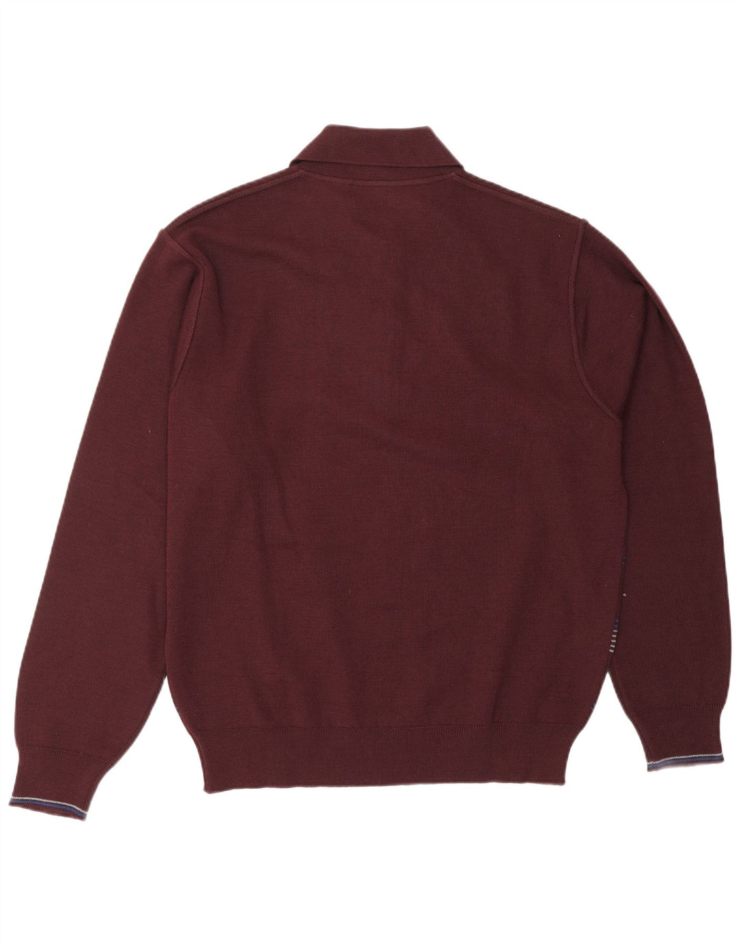 IL GRANCHIO Herre Polo Neck Jumper Sweater Stor rødbrun stribet uld
