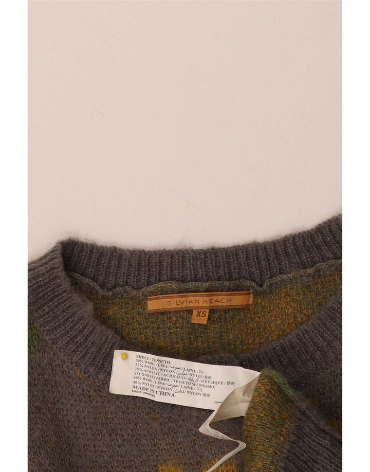 Silvian Heach kvinders abstrakt mønster cardigan sweater UK 6 XS Grå