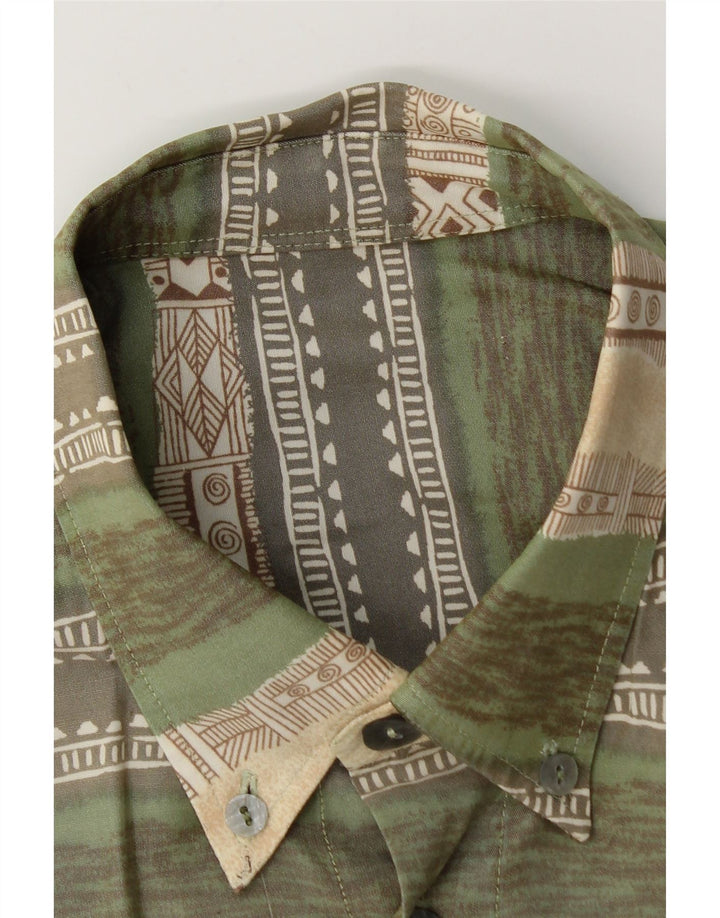 Vintage kortærmet herreskjorte stor grøn stribet