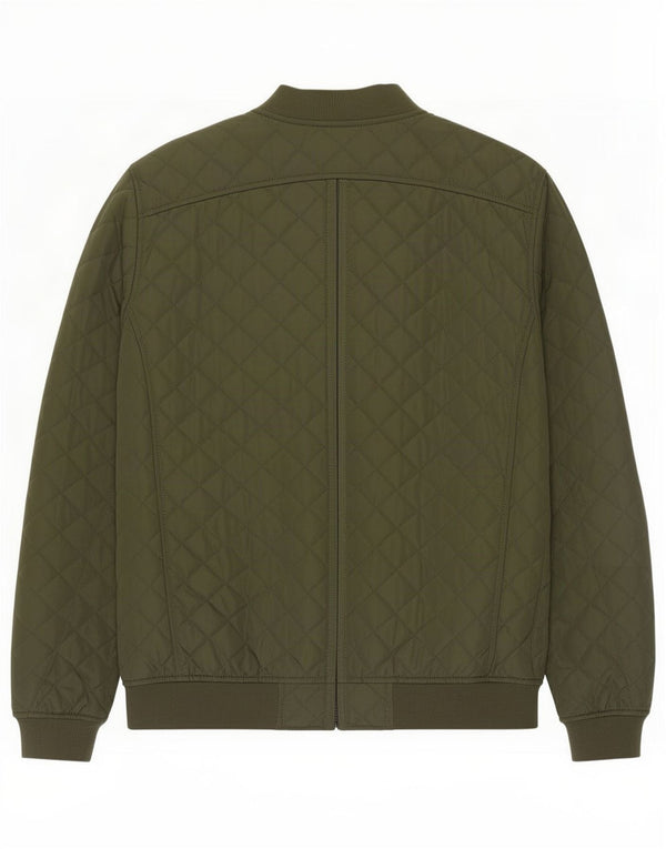 Zara Mens Quilted Jacket UK 42 XL Green Polyester