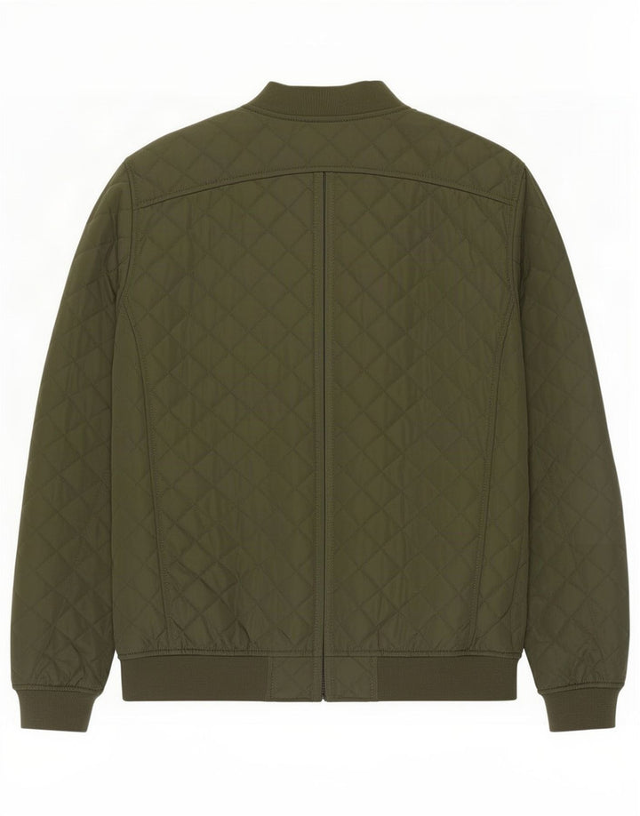Zara Herre Quiltet Jakke UK 42 XL Grøn Polyester