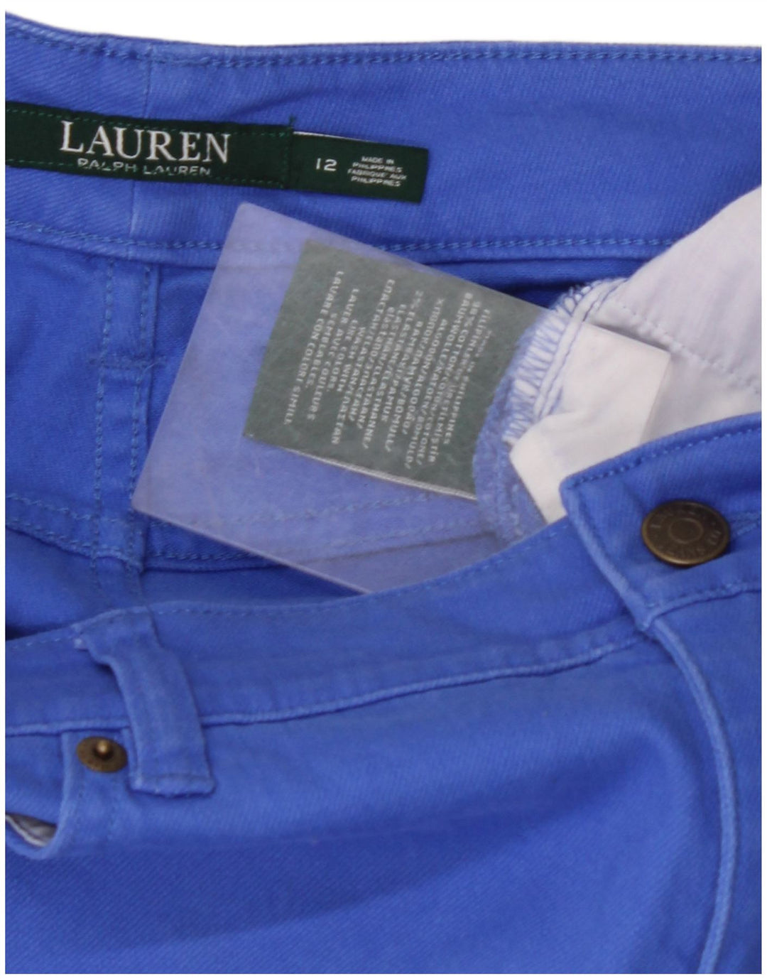 RALPH LAUREN Dame Slim Jeans US 12 Large W34 L32 Blue Cotton